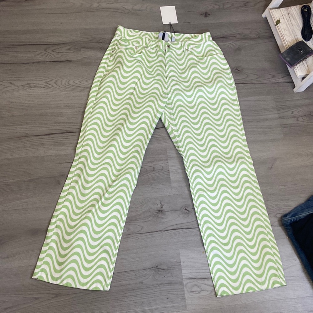 Ragged trippy lime green pants